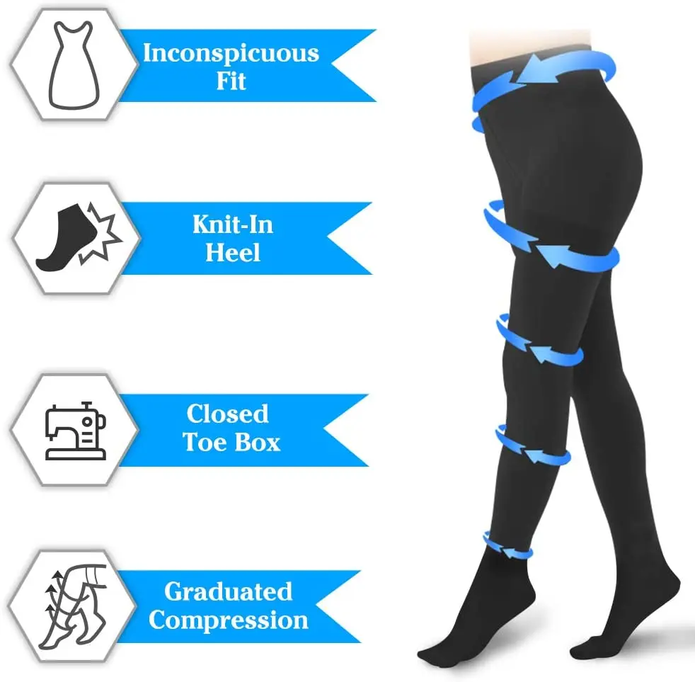 

Medical Women Compression Pantyhose Stockings 22-32 MmHg for Varicose Veins Relieve Legs Edema Swellen Firm Support Hose