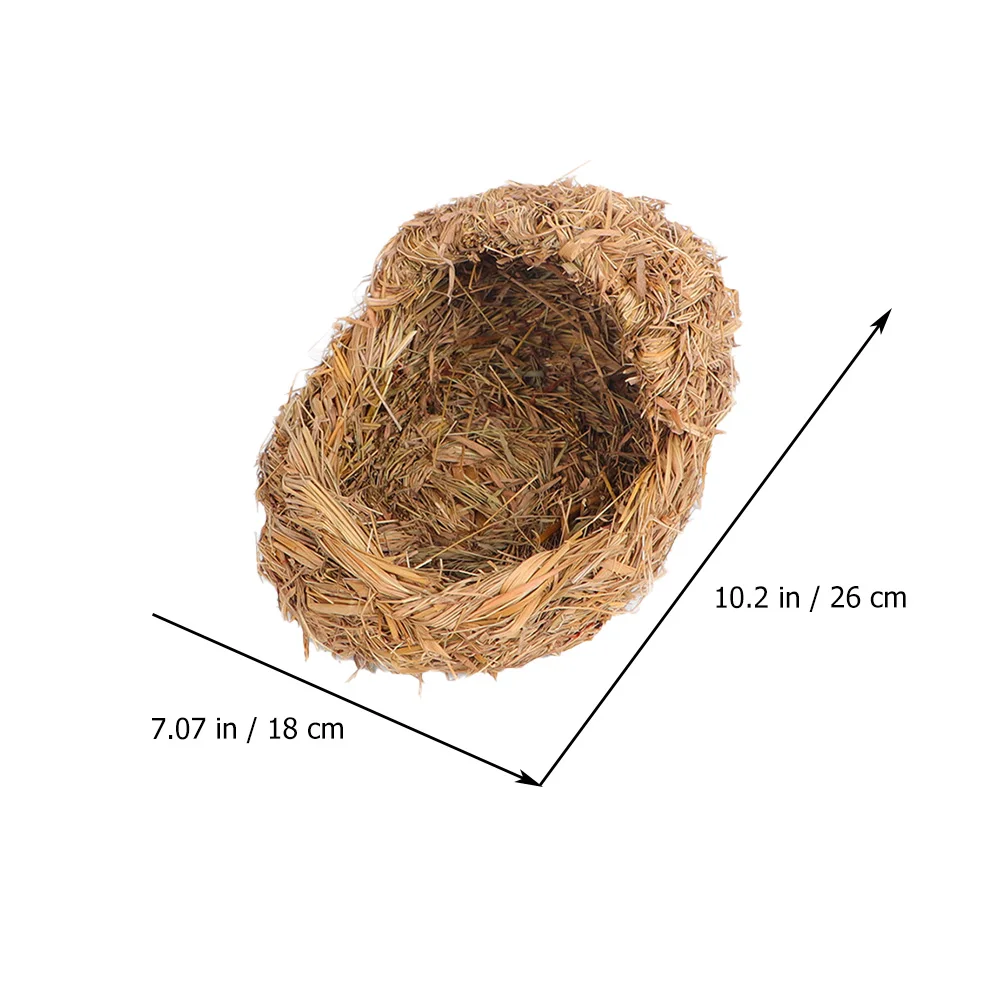 

1pc Grass Woven Pet Nest For Hamster Rabbit Cat Durable Natural Small Animal Bed Decorative Habitat House Light Yellow