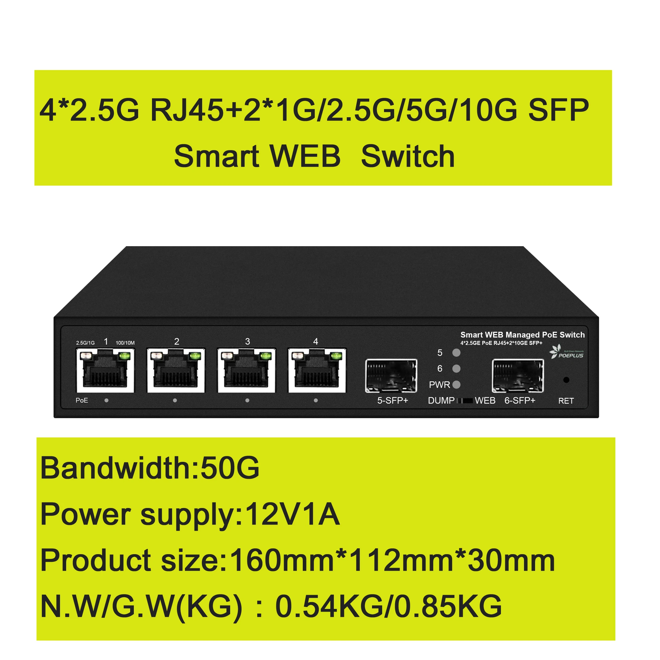 Imagem -05 - Switch Ethernet Poe ou Não Web Portas 2.5g Lite Switch Inteligente com Portas 10gbe Rj45 Uplink4 Mais Portas