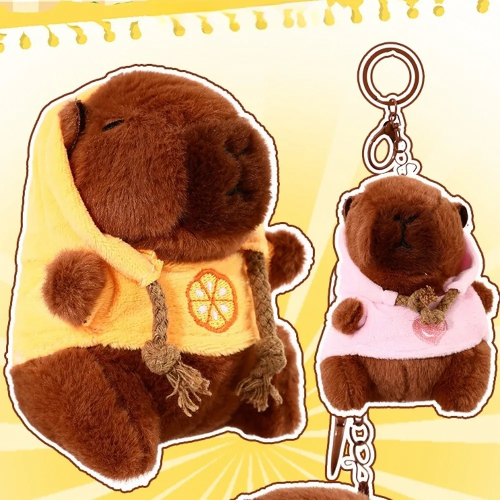 Capivara dos desenhos animados de pelúcia chaveiro saco pingente pendurado decoração bonito boneca de pelúcia brinquedo desktop boneca ornamento carro chaveiro crianças presente