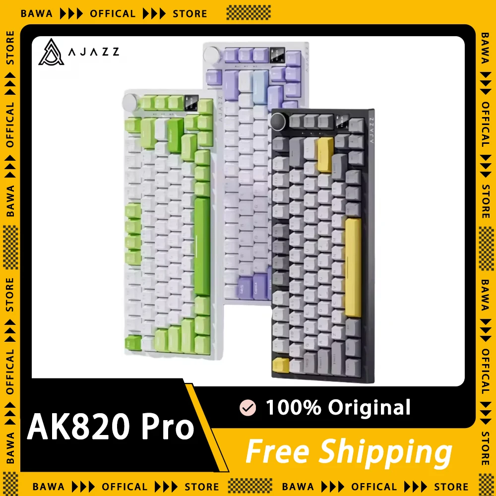 pro teclado mecanico gaming botao multifuncional 81 chaves hot swap junta rgb acessorio para computador mac ajazz ak820 01