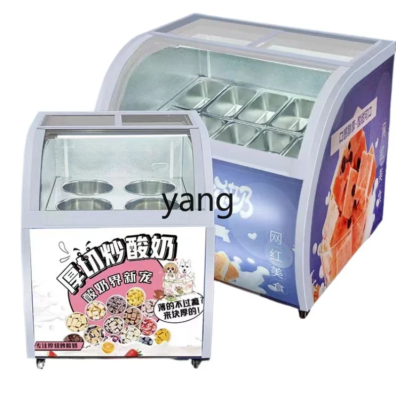 Yjq Thick Cut Fried Yogurt Display Ice Cream Cabinet Hard Manual Ice Candy Commercial Freezer