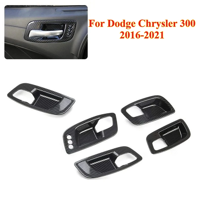 

5PCS Applicable To Dodge Charger Car Inner Door Handles Bowl Cover Anti-Scratch Decora Frame for Dodge Chrysler 300 2016-2021