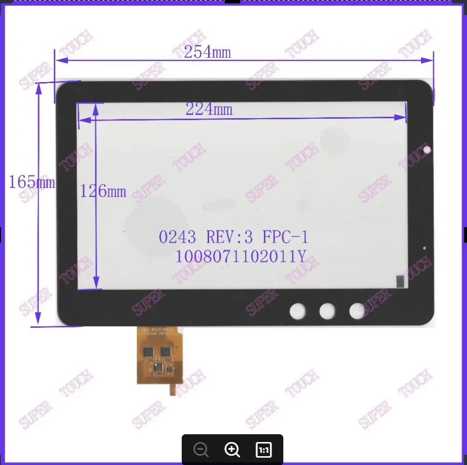 

ZhiYuSun 0243 REV:3 FPC-1 10.1 inch touch screen capacitance screen for TABLE 1008071102011Y 254*165