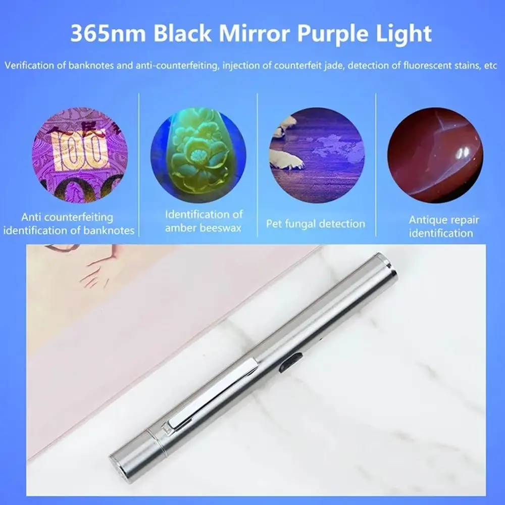 365 UV Veterinary Wood Lamp Rechargeable Portable Pet Fungus Detection Black Light Waterproof UV Flashlight Dog Care