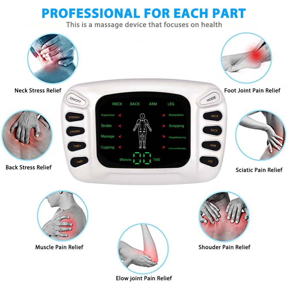 Electrical Muscle Stimulator English Button Therapy Massage TENS Electronic Massager  Physiotherapy TENS Machine