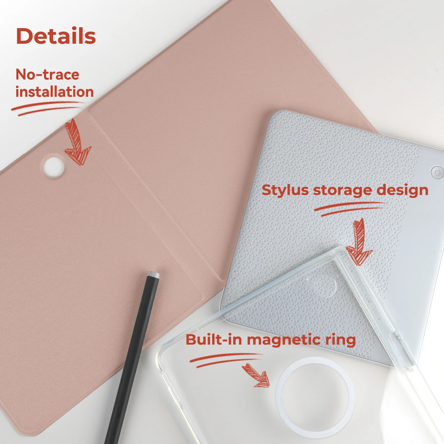 Twosheep suit for Kobo Libra Colour Kobo Libra2 Magnetic Detachable Case Cover with Stylus Slot Clear Back Auto Wake Cute Style