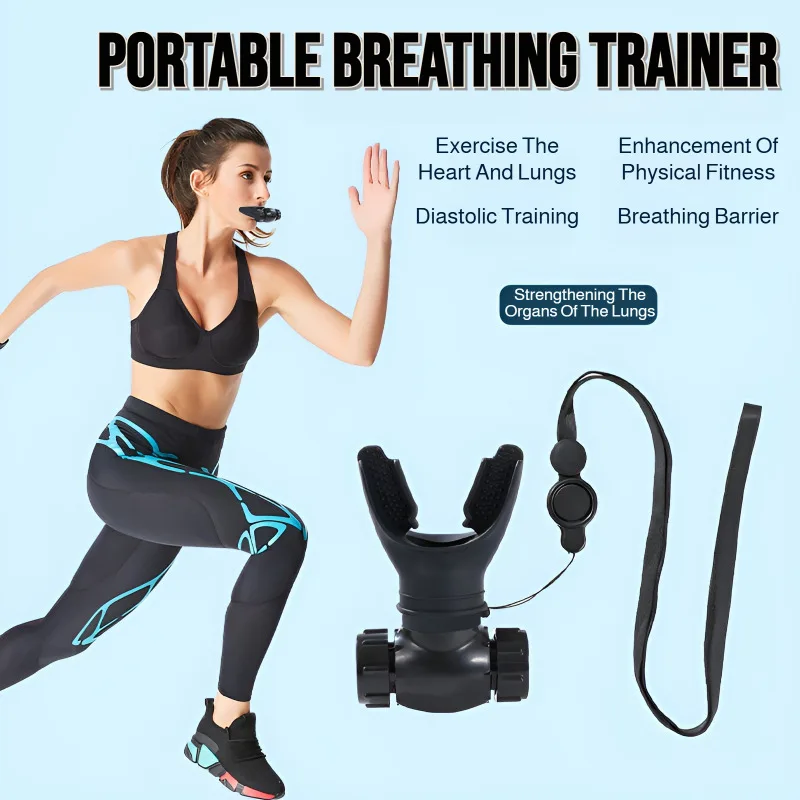 

Hand-Free Breathing Trainer Lung Capacity Exerciser Adjustable Resistance Dual Knob Design for Swimmers Runners Recovery