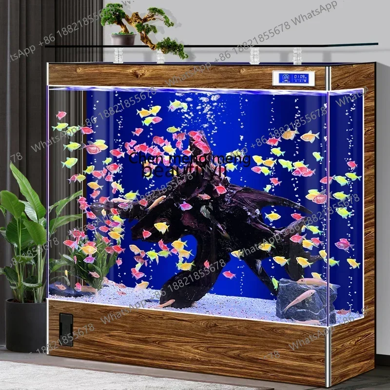 cn8617 ss new Square Back Filter Fish Tank Living Room Wall Floor Ecological Care-Free Aquarium ss 8617