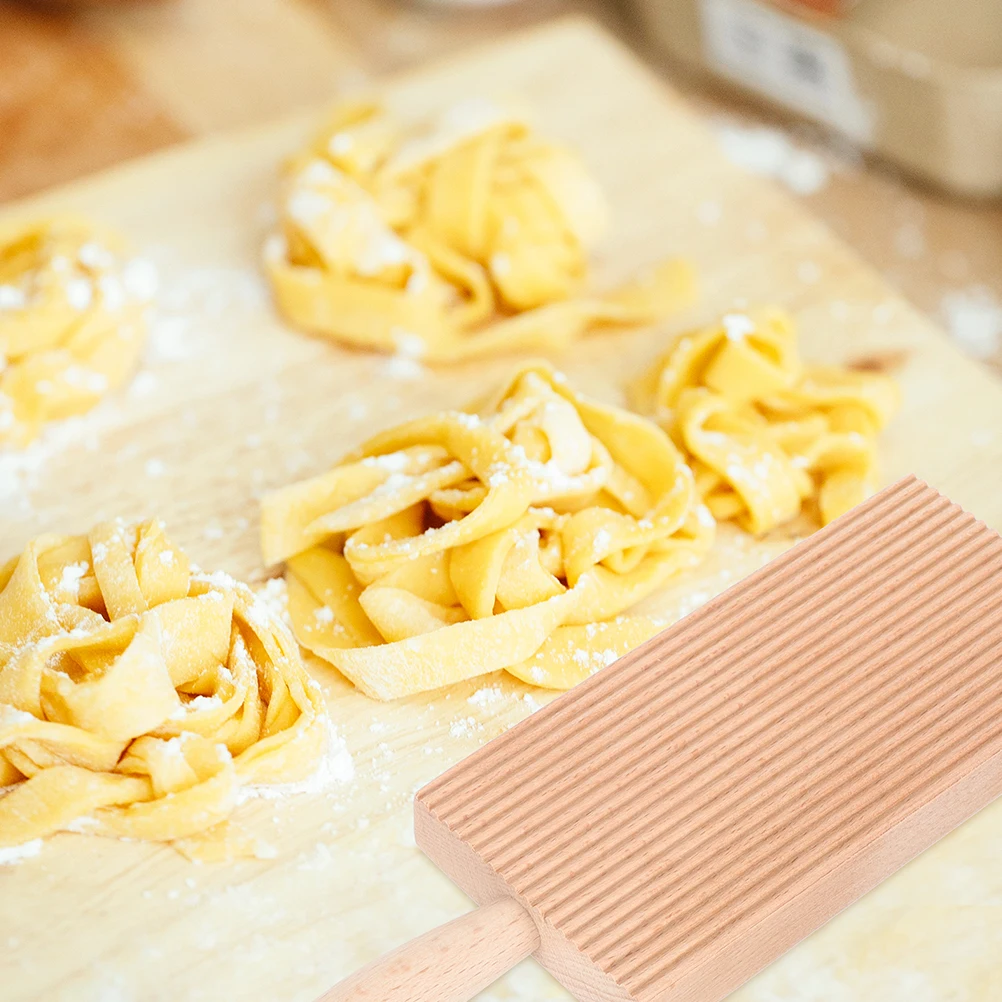 

2Pcs Boards Wooden Pasta Maker Easy Grip Handle High Quality Texture Shaping Tool Board