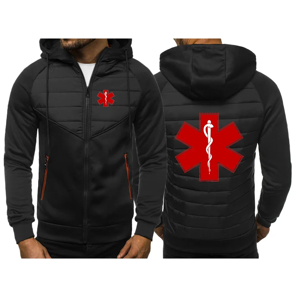 

EMT Emergency Ambulance Men Autumn and Winter Ordinary New Three Color Hooded Cotton Padded Clothes Patchwork Printing Coat
