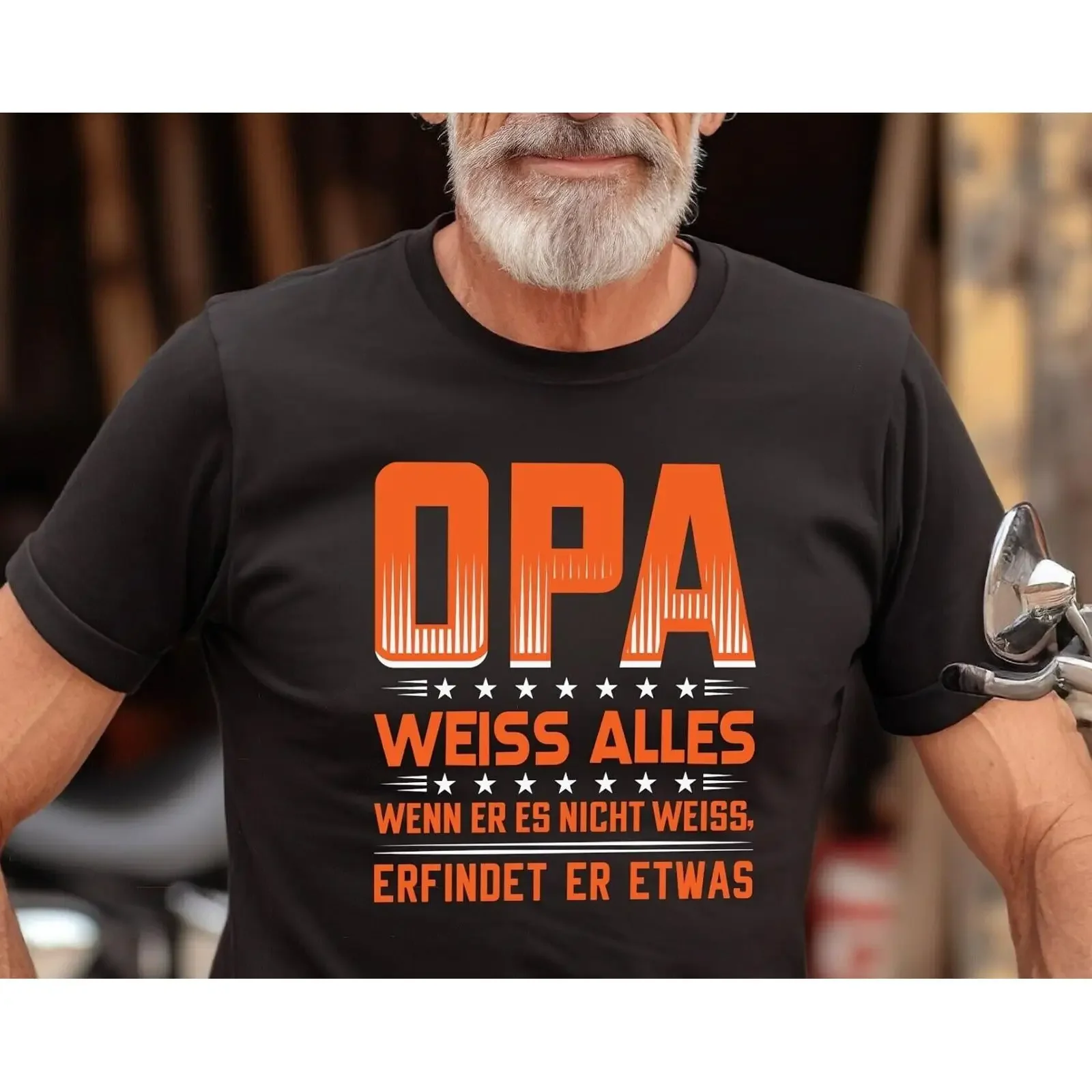 Funny German Quote Opa Weiss Alles T Shirt Casual Crewneck  For Grandpa Birthday Father's Day Christmas vintage Washed