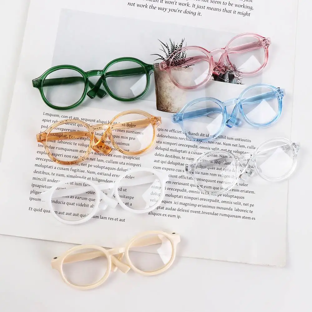 

Doll Accessory Transparent Plastic Glasses Plastic Candy Color Doll Round Glasses 6.5CM 9CM Transparent