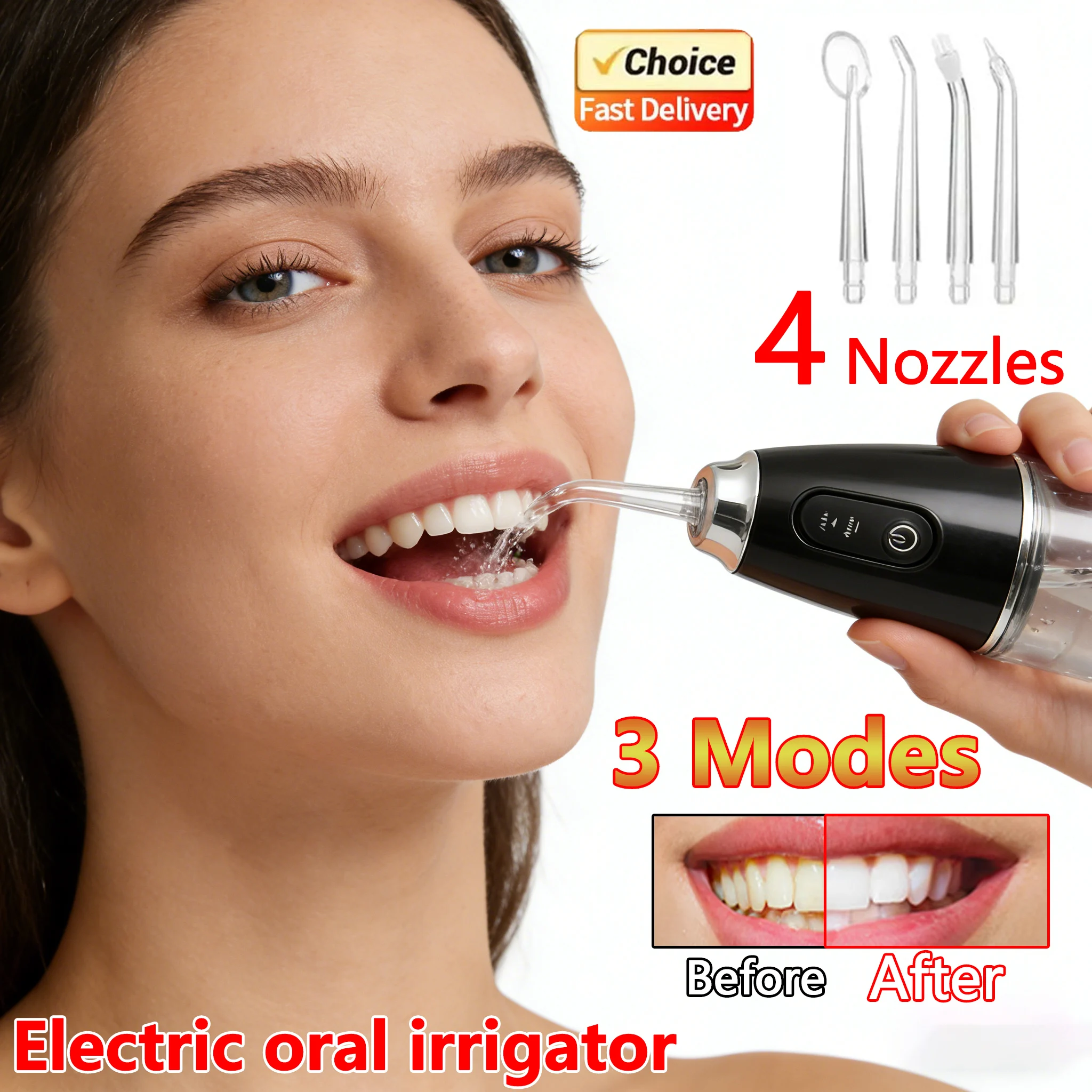 

Portable Smart Oral Irrigator Water Flosser 4 Jets 3 Modes Rechargeable Dental Water Jet Teeth Cleaner Travel Home Use