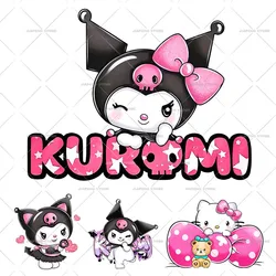 Sanurgente Kuromi-Patchs thermocollants College Hello Kitty, transferts de chaleur pour vêtements d'enfants, autocollants thermiques mignons, applique de t-shirt, bricolage