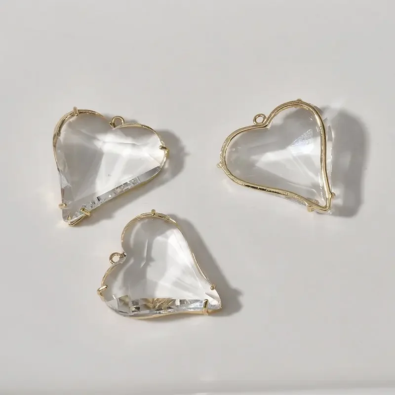 2PCS Gold Plated Charm Necklace Pendant Making Supplies Including Rhinestone Charms for Jewelry Making DIY Brass Accessories