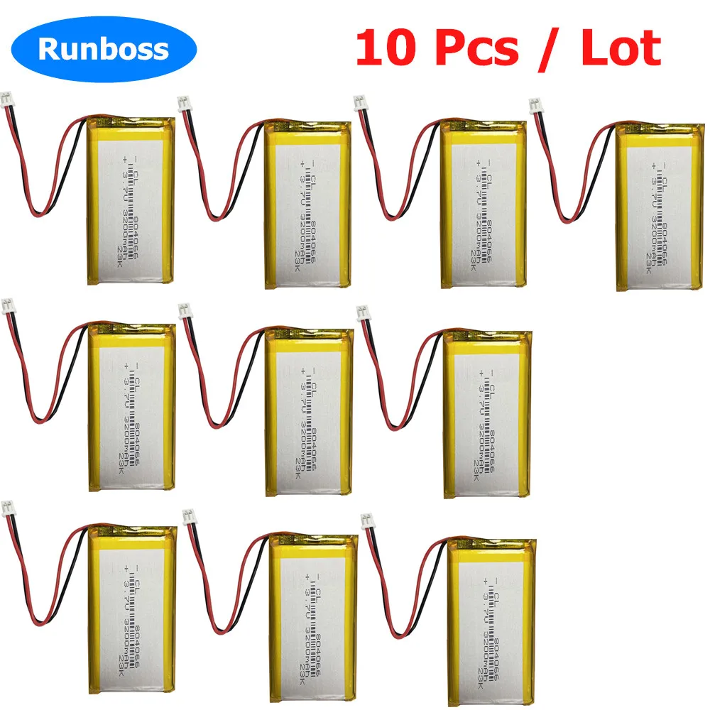 10Pcs/Lot 3.7V 3200mAh 804066 1.25mm Plug Lithium Polymer Battery For Open Source Console R36S Handheld Game Console Machine