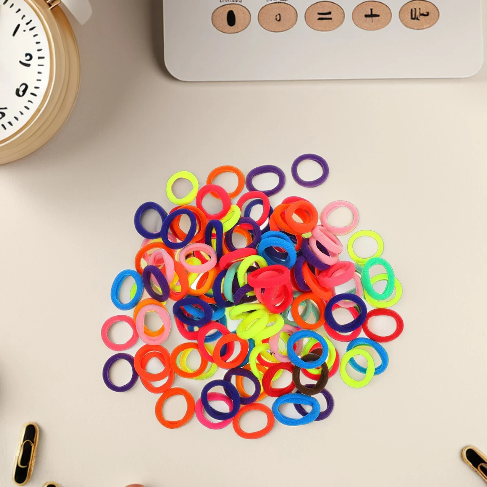 

100pcs Children Hair Ties Mini Elastic Bands for Kids Rubber Ponytail Holders Colorful Baby Girl Boy No Metal Soft Gentle Hair