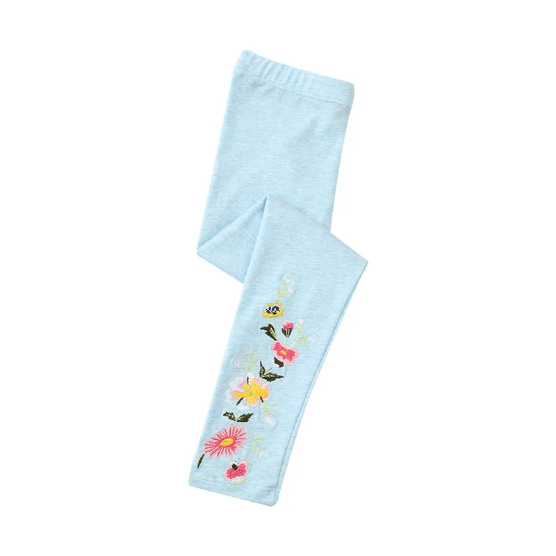 Jumping Meters 2-7T Girls Leggings Pants Floral Embroidery Autumn Hot Selling Clothing Kids Skinny Trousers Full Pencil Pants