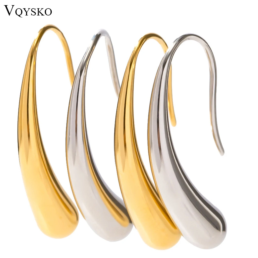 VQYSKO Droplet Hook Earring Open Water Drop Dangle Earring Wedding  Bar Waterproof Ear Threader Minimalist Jewelry