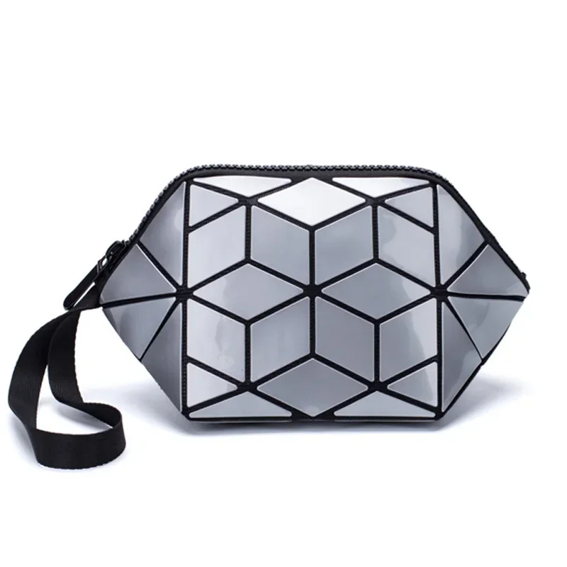 2024 New Women Makeup Bag Clutch Luminous Cosmetic Bags For Ladies Geometric Cosmetic Organizer Purse Women Travel Make Up Bag