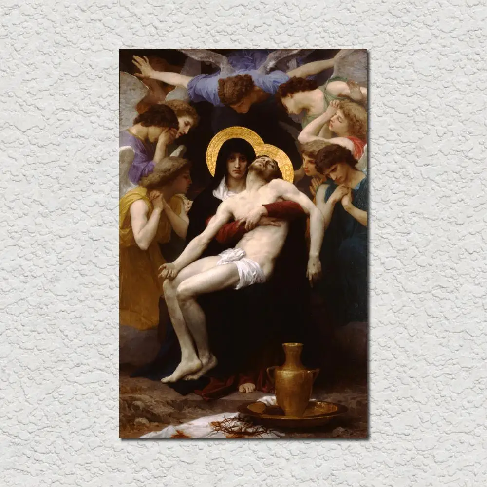 Pieta Canvas Wall Art Printed Picture William Adolphe Bouguereau Painting High Quality Posters Religious Artwork Home Decor