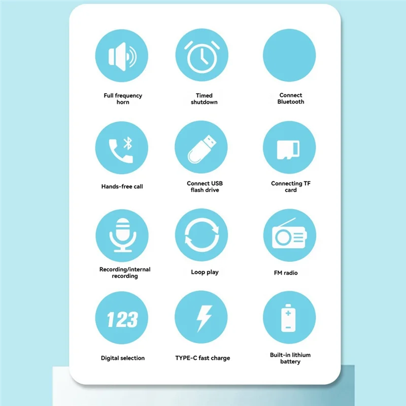 AA60-วิทยุ FM แบบพกพาเครื่องบันทึกลําโพงไร้สายบลูทูธพร้อมหน้าจอ LED รองรับ TF Card U Disk สําหรับบ้านกลางแจ้ง