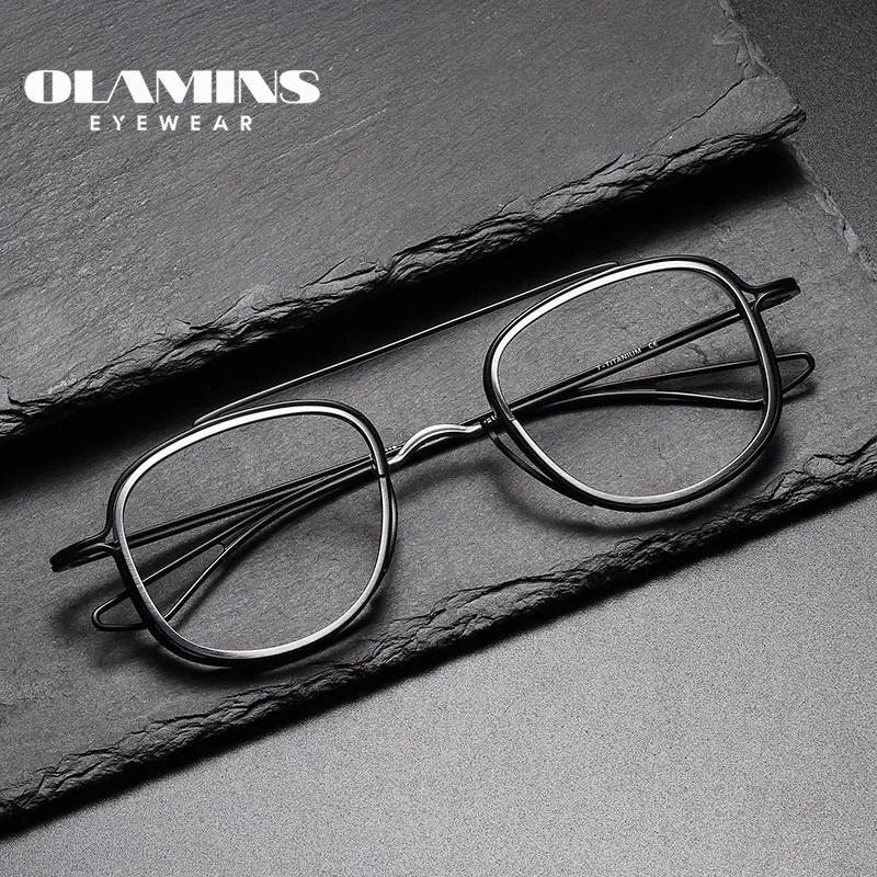 OLAMINS​ 2024 Popular New Model Retro Handmade China Wholesale Titanium Ready Stock Optical Eyeglasses Frames DTX118