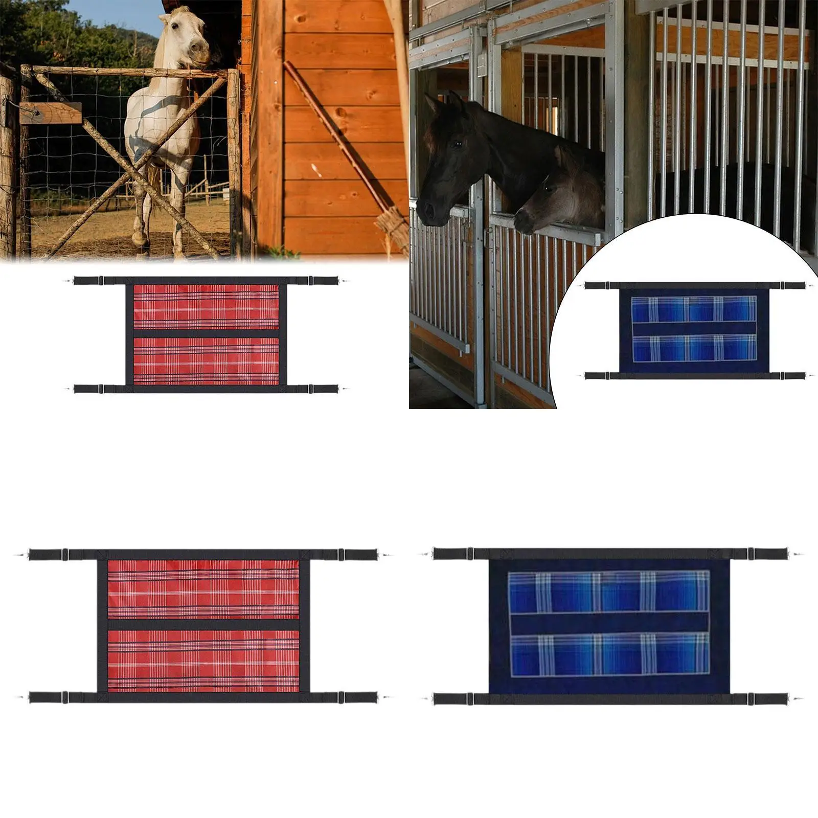 

Stall Guard for Horse Barn Guard Equestrian Equipment 59.1" X 18.9" with Adjustable Straps
