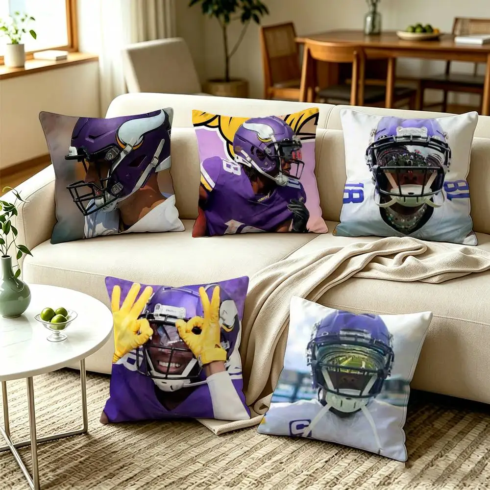 A-American Football Justin J-Jefferson  Pillow Case Square Double-Sided Sofa Cushion Cover Bedroom Bedside Pillow