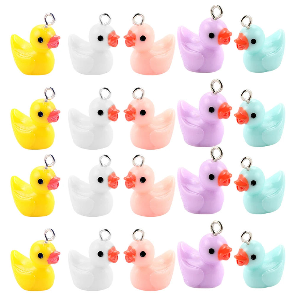 

30pcs Resin Duck Charms Ornaments for Necklace Bracelet Earrings Crafts Mixed Colors Jewelry Accessories Pendants Decor
