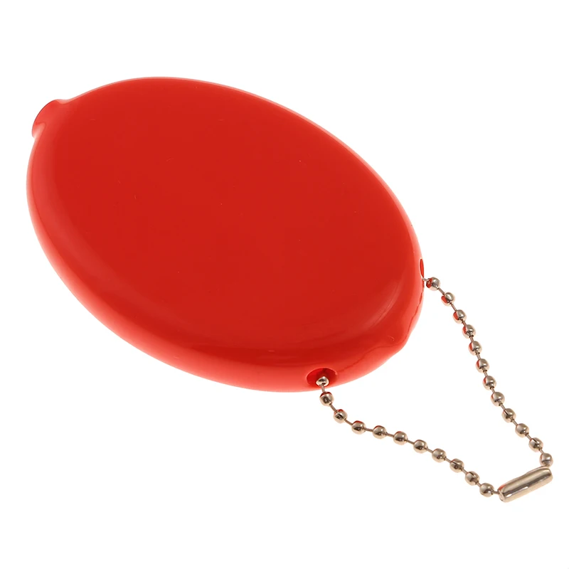 Small Oval Coin Purse Colorful PVC Coin Pouch Cute Change Holder With Chain Great For Travel Portable Clothing Pendant