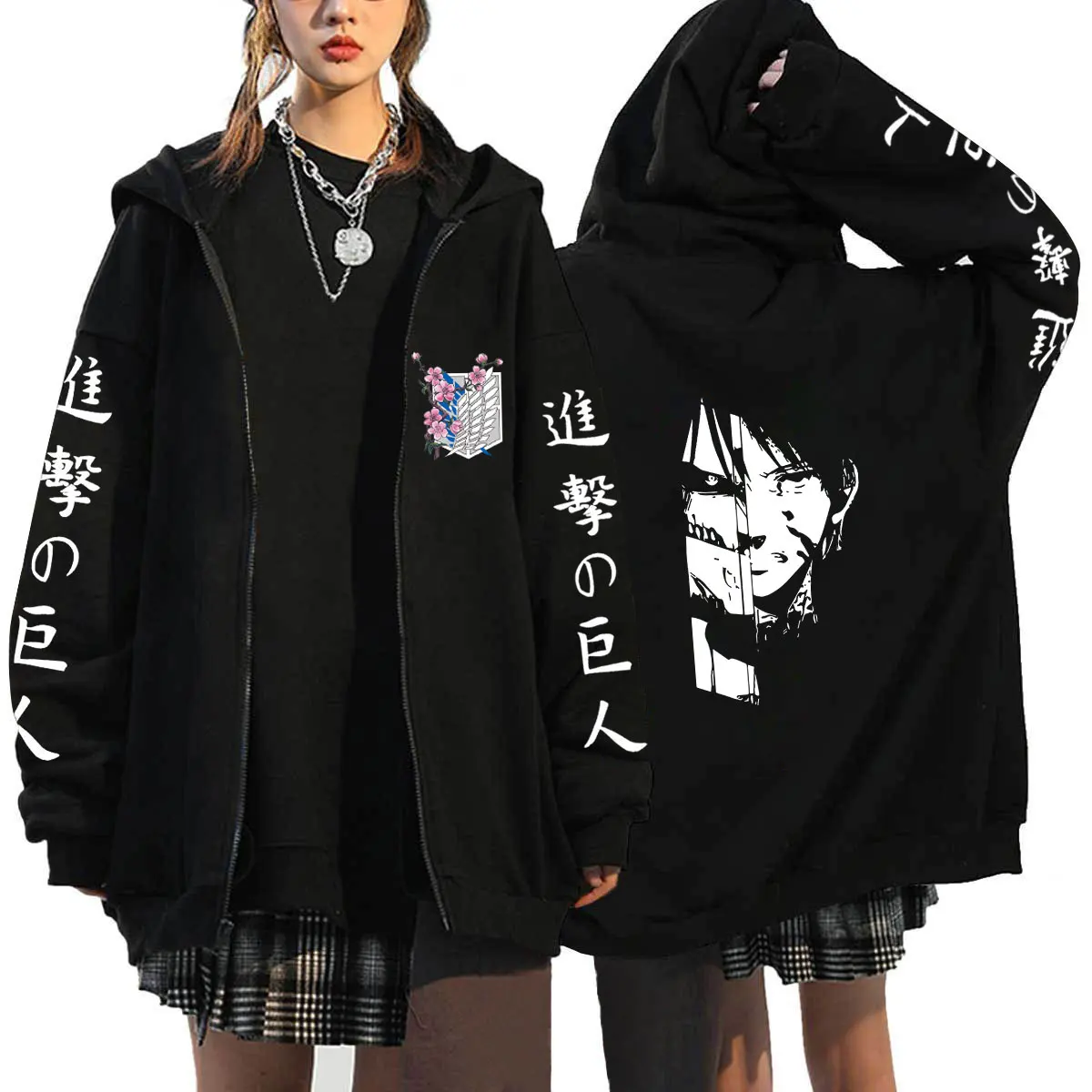 Attack On Titan Hoodies Roupas Masculinas Oversized Coat Tops Women Men Fashion Zipper Sweat Femme Anime Streetwear Jackets