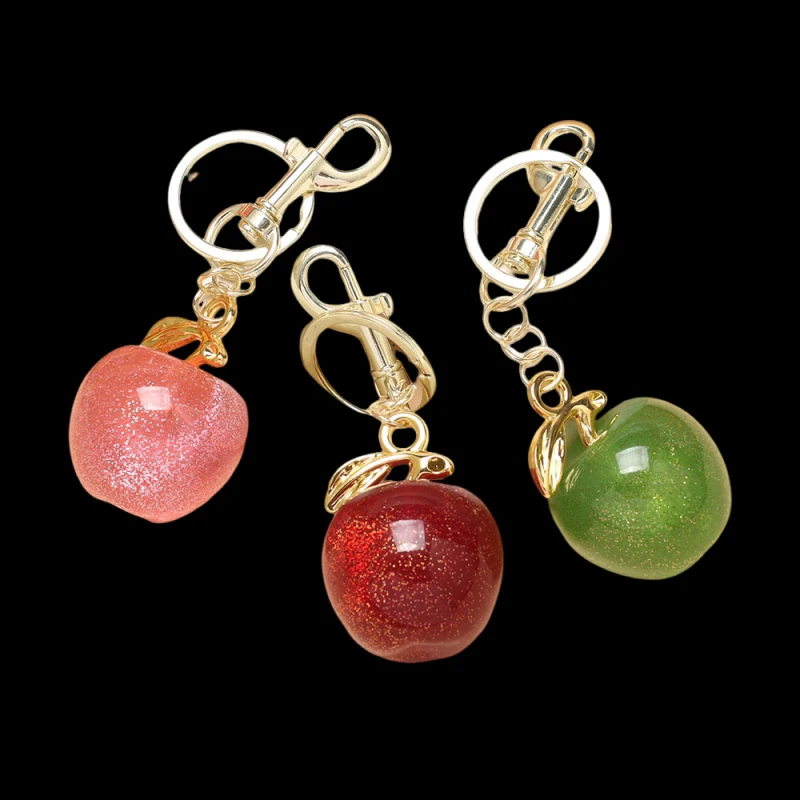 

3colors Trendy apple Pendant Keychain for Women Cute Bag Decorations Jewelry Car Key Accessories Charm Keyring Gift