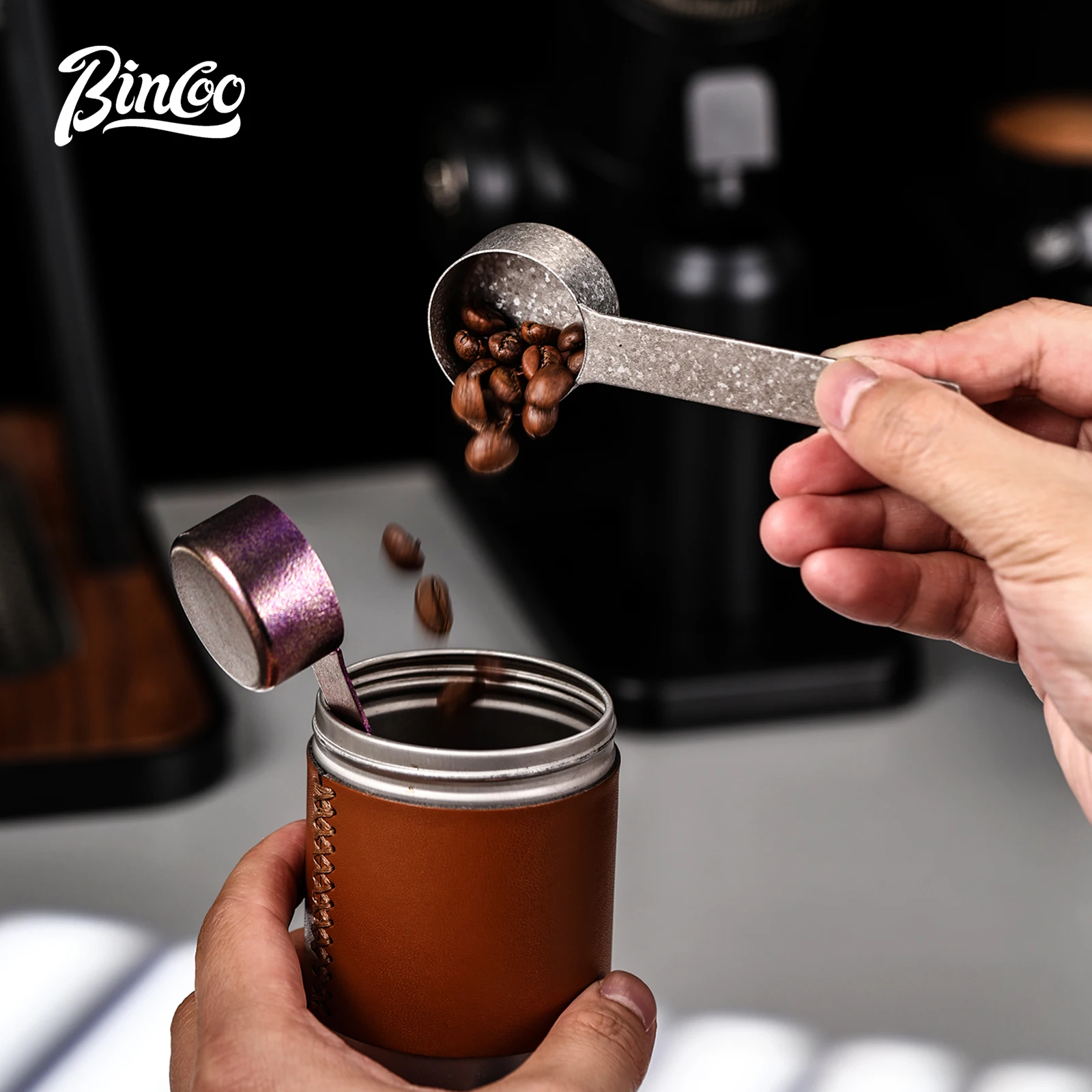 

Bincoo Professional Pure Titanium Coffee Measuring Scoop Gram Scale for Beans and Grounds Home Baking Barista Essential