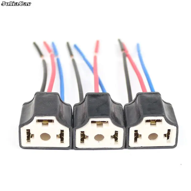 New H4 Three Holes Ceramic Wire Wiring Car Head Light Bulb Lamp Harness Socket Plug Hot Sale Auto H4 Connector Plug Car Products