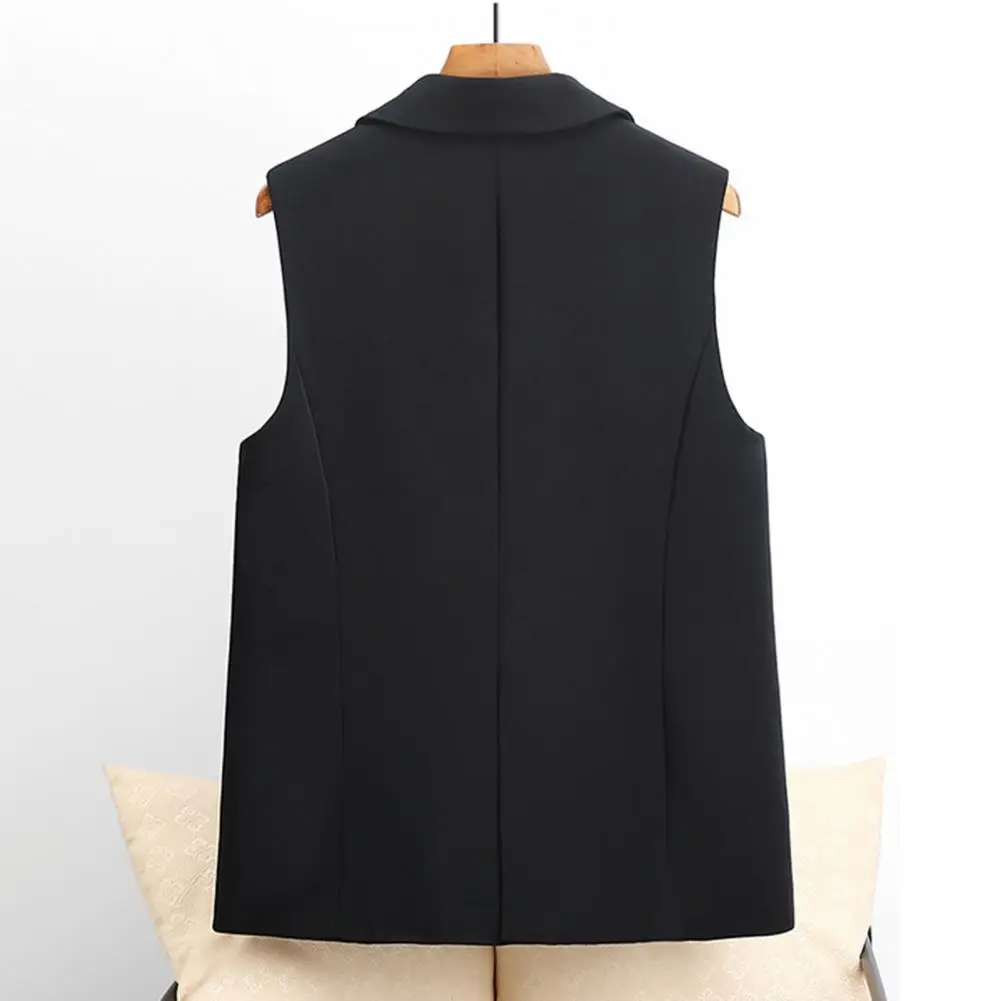 Single-breasted Waistcoat Elegant Women's Sleeveless Double Button Vest in Western Style with Deep V Neck Slim Fit for Formal