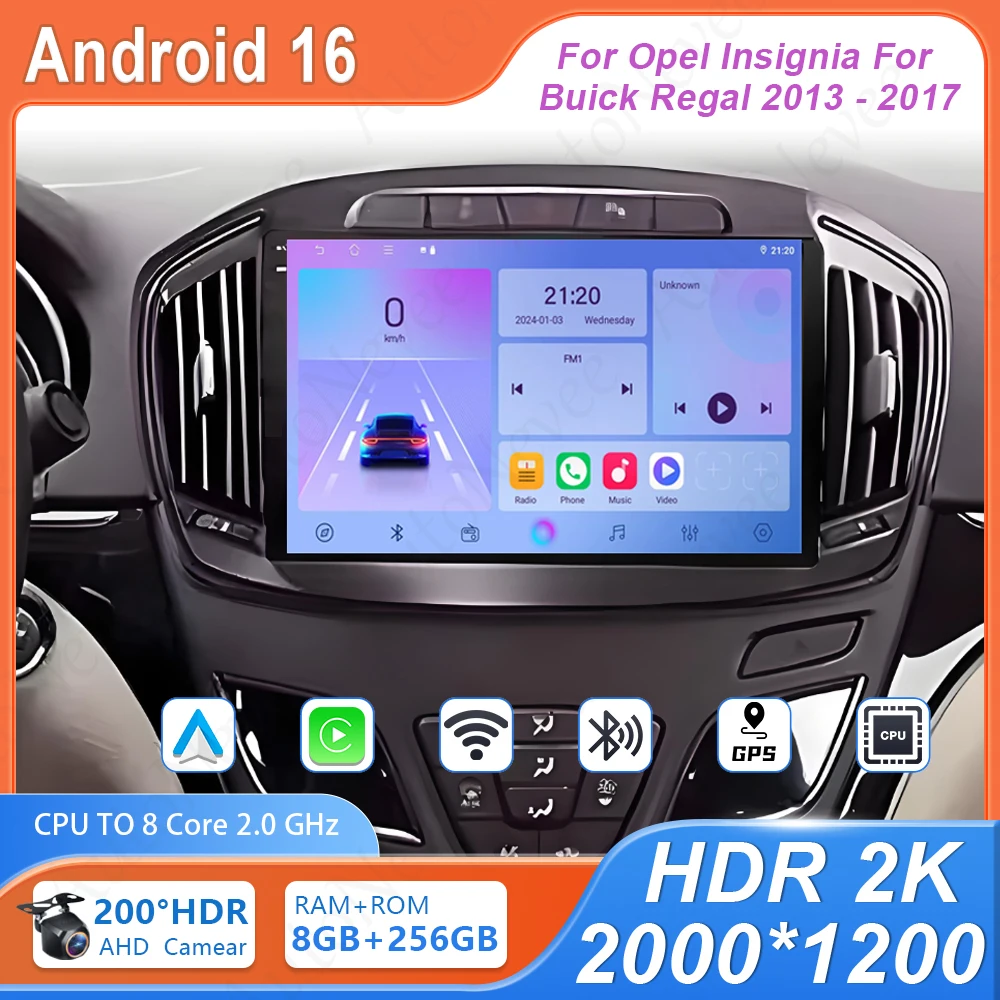 

Высокопроизводительная автомобильная мультимедийная система Android 4G Wi-Fi BT для Opel Insignia и Buick Regal 2013-2017 с GPS-навигацией, без 2DIN DVD, с процессором.