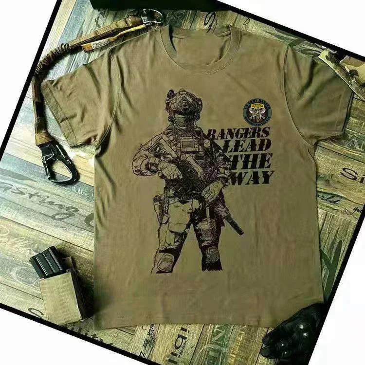 Los Rangers conducen el camino. Camiseta del guerrero ranger del ejército de EE. UU. Camisetas casuales de manga corta 100% algodón talla superior suelta S-3XL
