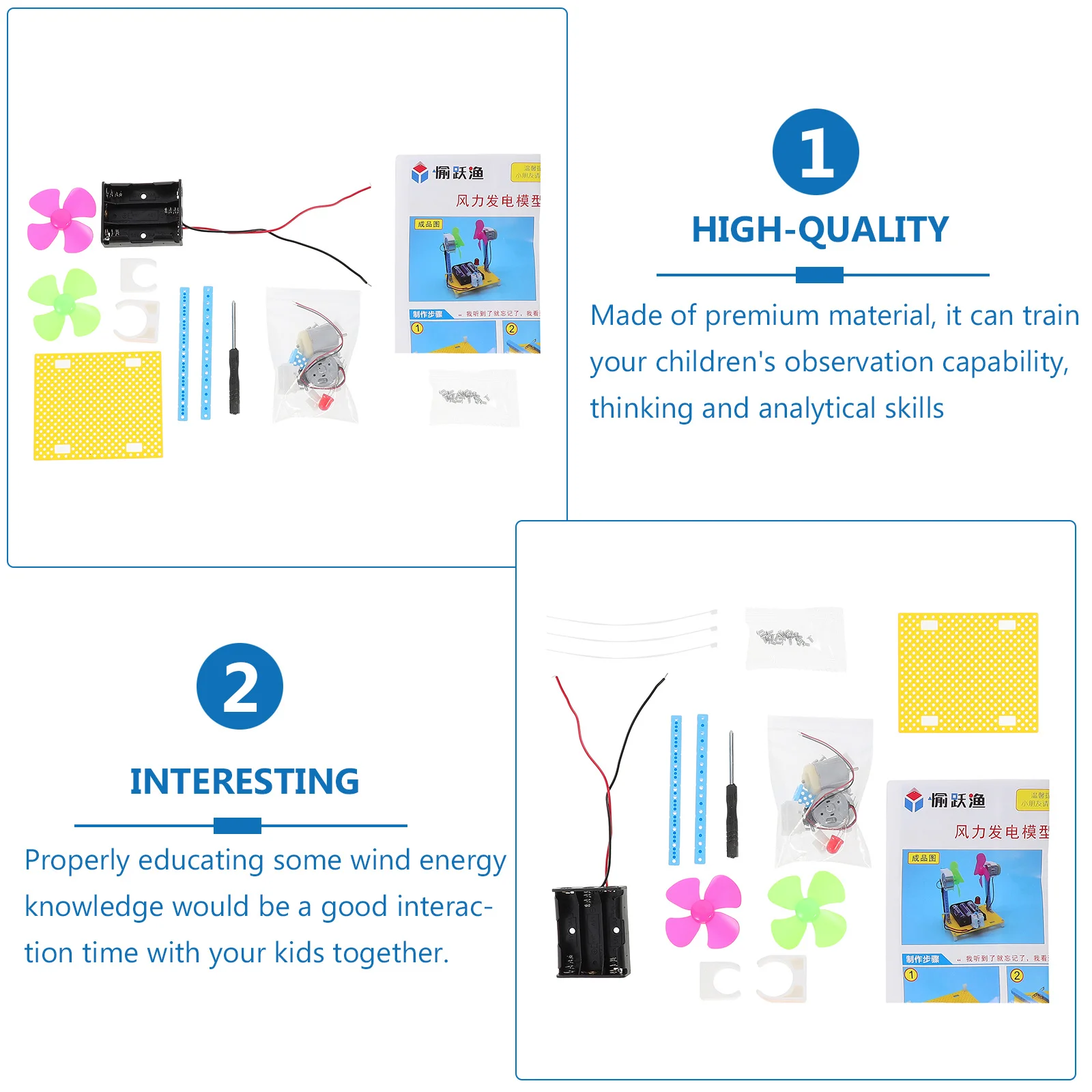 

1Set Wind Generator Assembly Stem Science Educational Electric Learning Kit DIY Experiment for Kids Teens Creative Skills