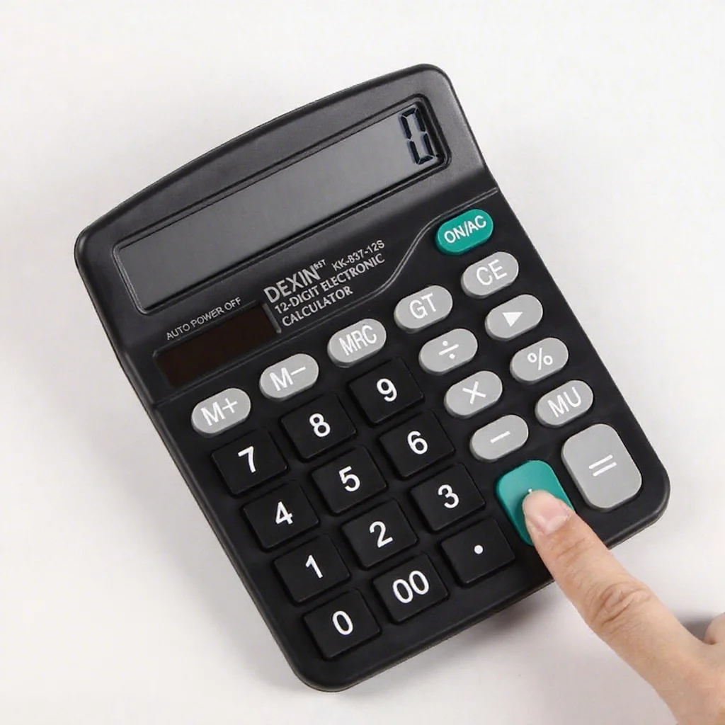 Office Supplies, Solar Powered Calculator, Dual Power Supply, 12 Digit Large Display Screen for Accounting Purposes