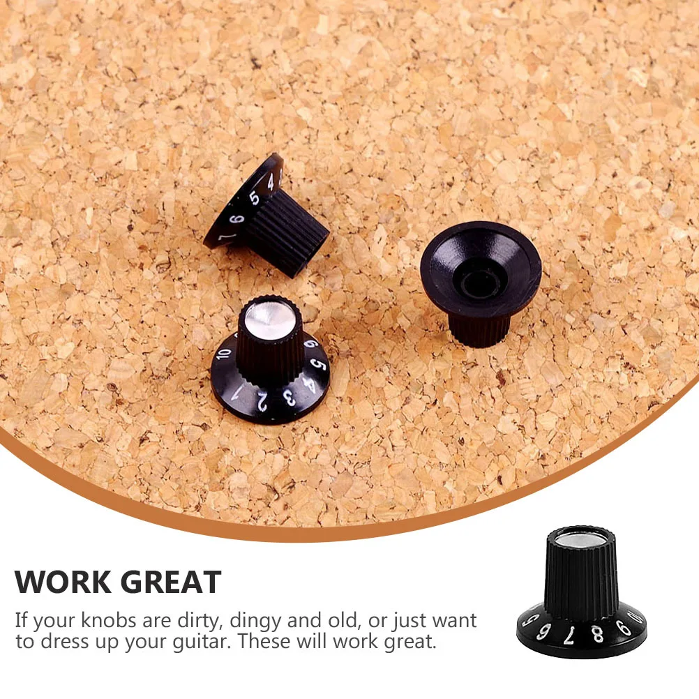 

3Pcs High Stem Plastic Control Knobs Durable Replacement for Electric Acoustic Guitar Amplifiers Effect Pedals Instrument