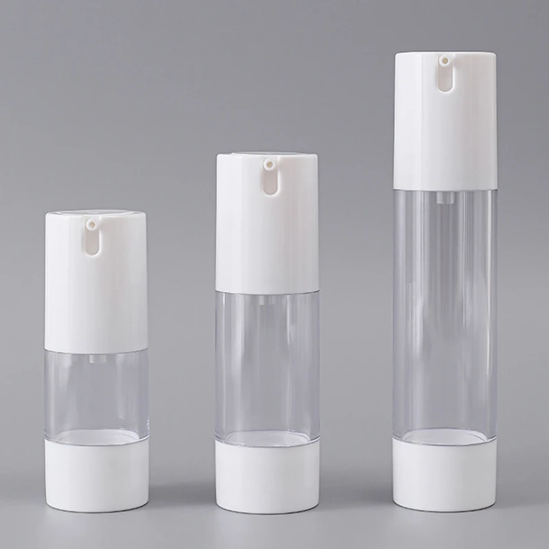 

10 шт., белый/золотой/серебристый вакуумный флакон для лосьона, пластиковый U-образный пресс, многоразовые бутылки, пустые косметические контейнеры 15 мл, 30 мл, 50 мл