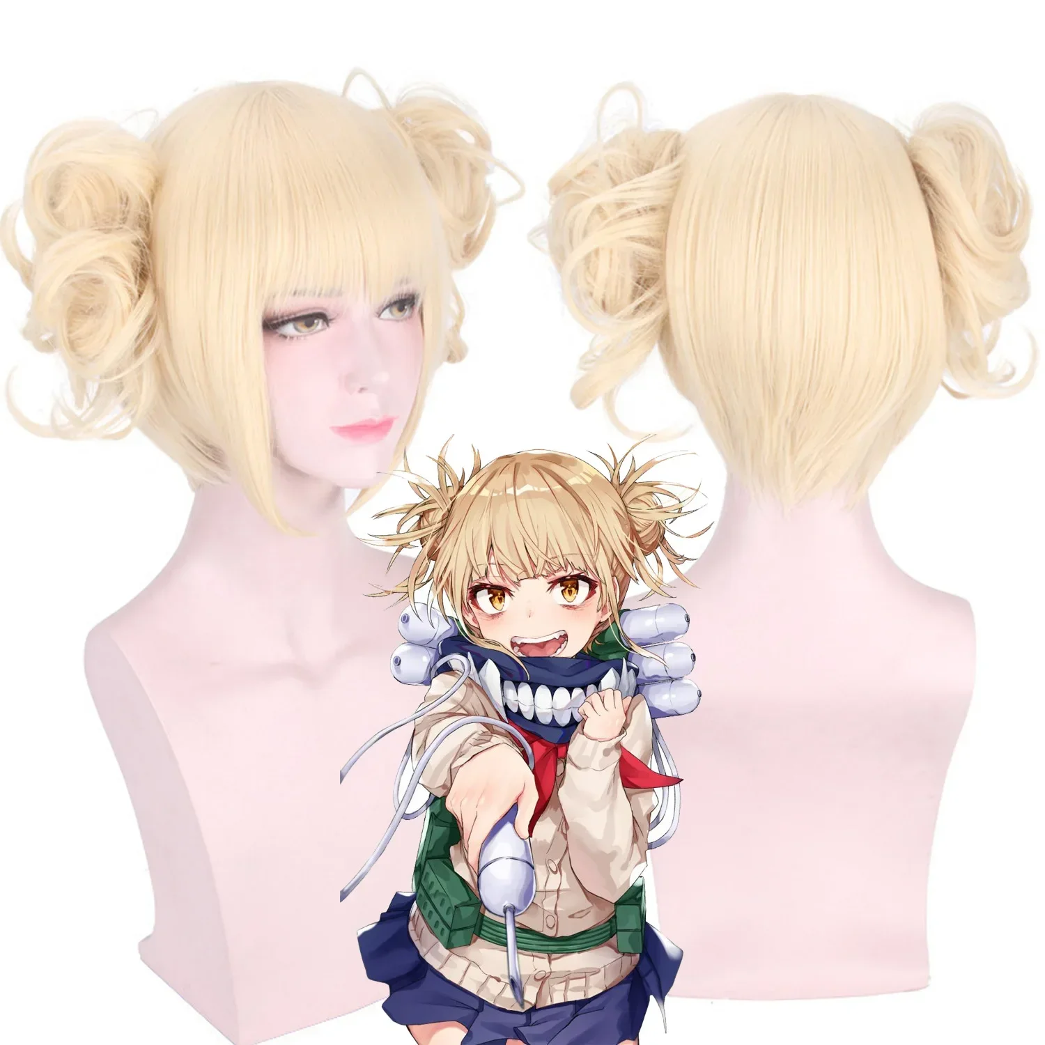 Anime My Hero Academia Himiko Toga Cosplay Wig Cross My Body Women Blond Synthetic Heat Resistant Hair Wigs