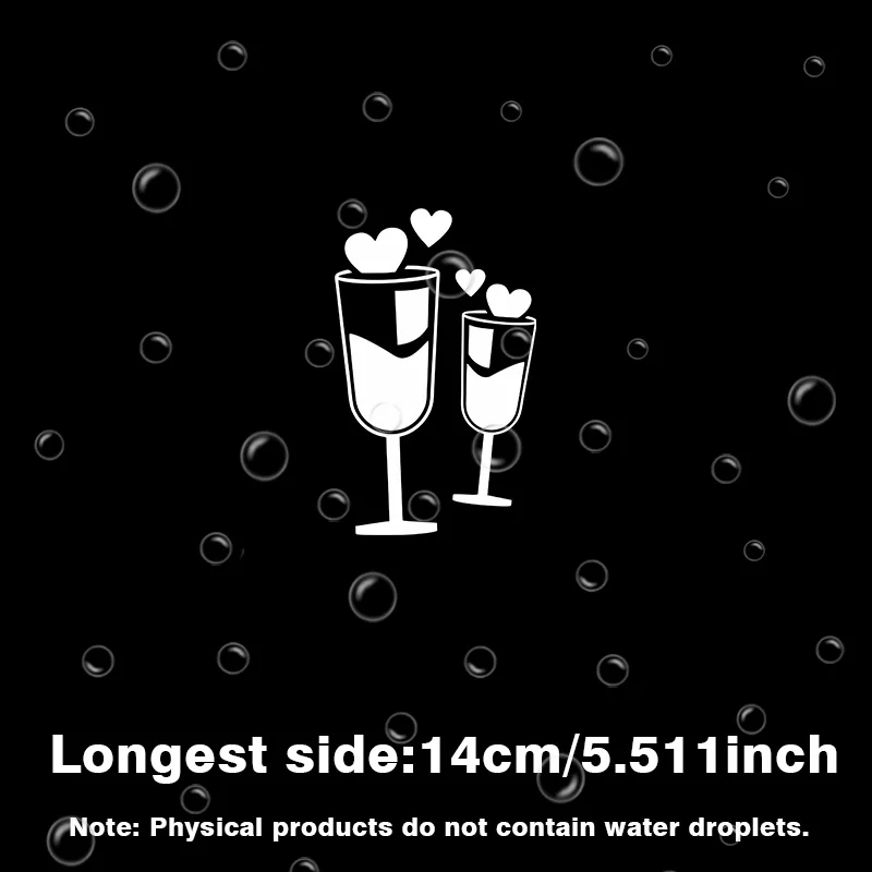 2pcs/set 2D Flat Champagne Toast Heart Vinyl Sticker, Waterproof UV Resistant, for Car Window Laptop Luggage Decor, Holiday Gift