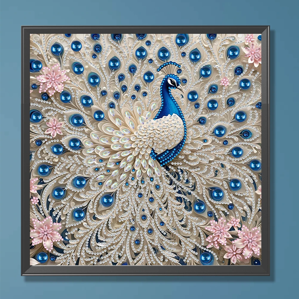 

30x30cm White Peacock 5D DIY Special Shape Crystal Partial Diamond Painting Kit