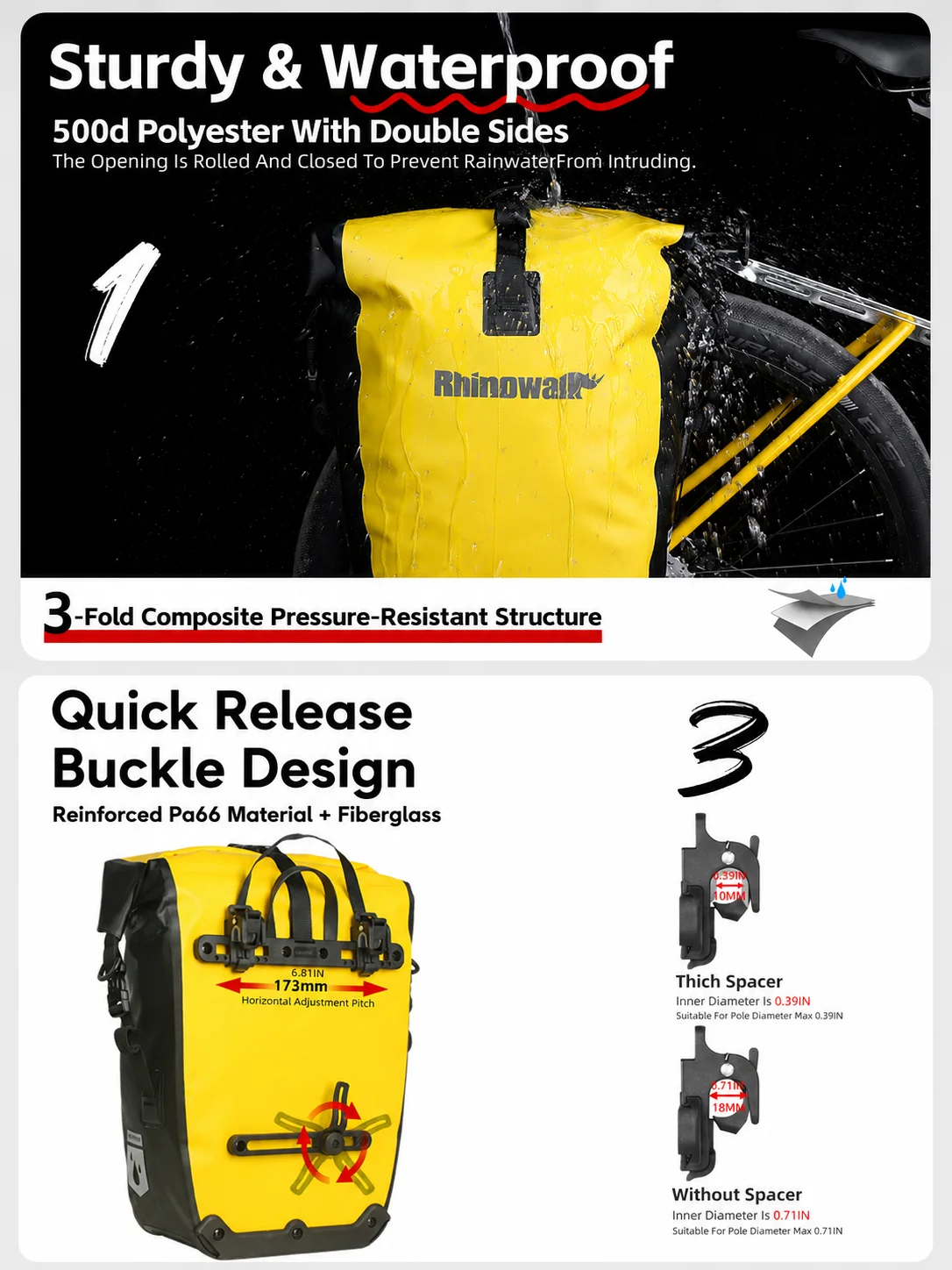 Rhinowalk Bike Pannier Bag 25L - Panniers Waterproof Rear 评论和价格