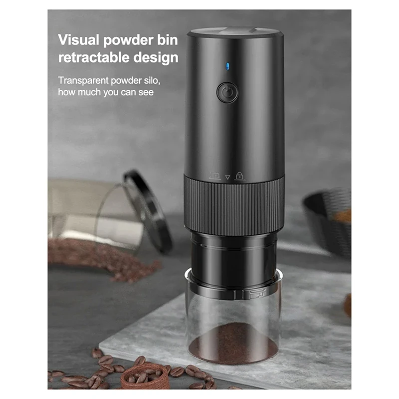 Portable Electric Coffee Grinder 8 Levels Adjustable Powder Household Food Grade Material Mini C Type Coffee Maker