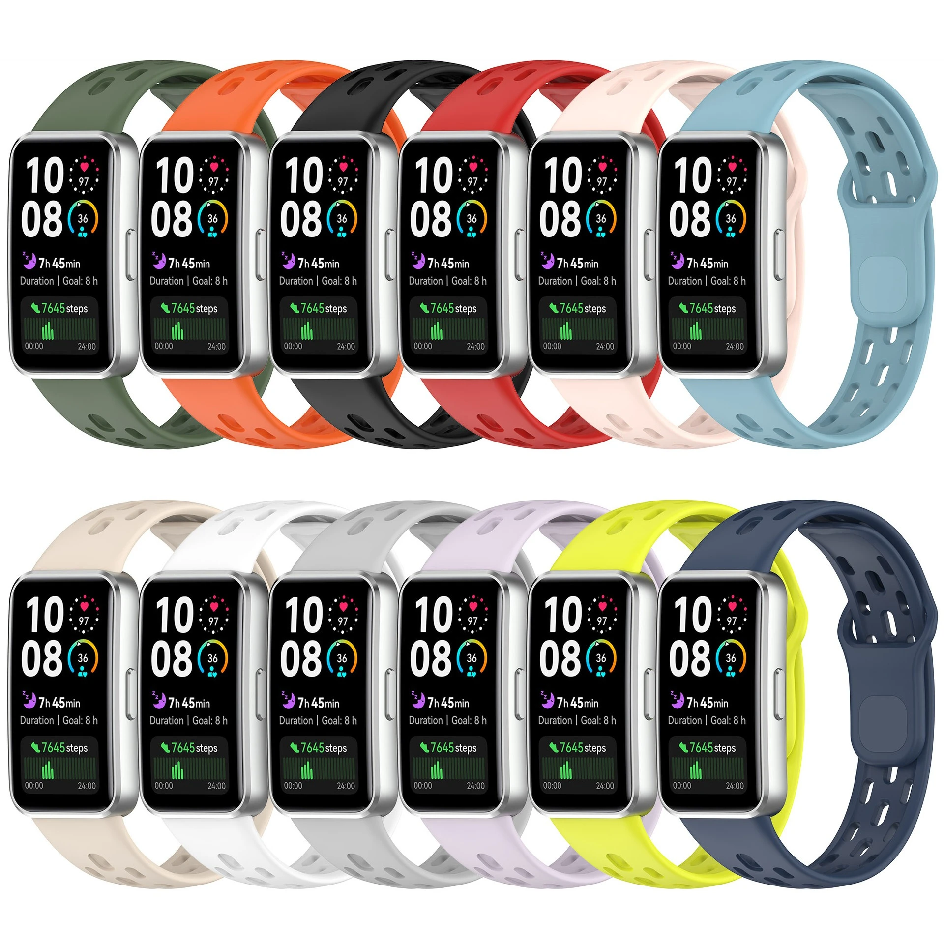 Breathable Silicone Watch Strap for Huawei Watch Band 8/9/10 Honeycomb Mesh Breathable Replacement Silicone Strap