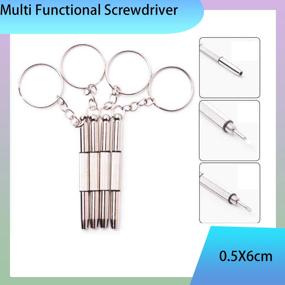 1-10Pcs Portable 3In 1 Screwdriver Set Keychain Stainless Steel Mini Tools Eyeglass Sunglass Watch Repair Screwdriver